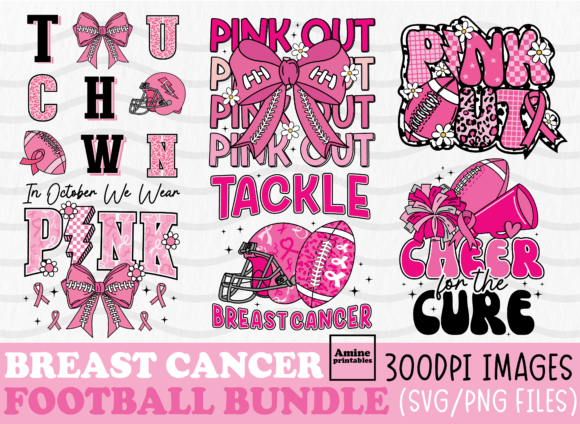 Breast Cancer Coquette Bow Football SVG