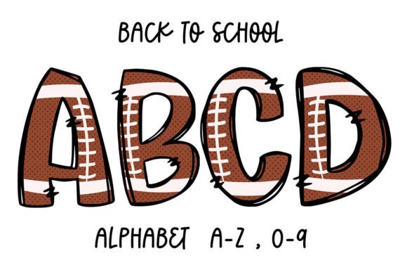 Football Alphabet Doodle Letters: Graphics for Crafts Branding