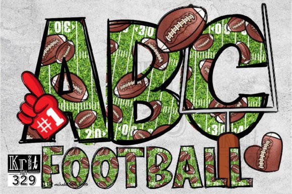 Football Pattern Alphabet Sublimation for Crafts and Graphics