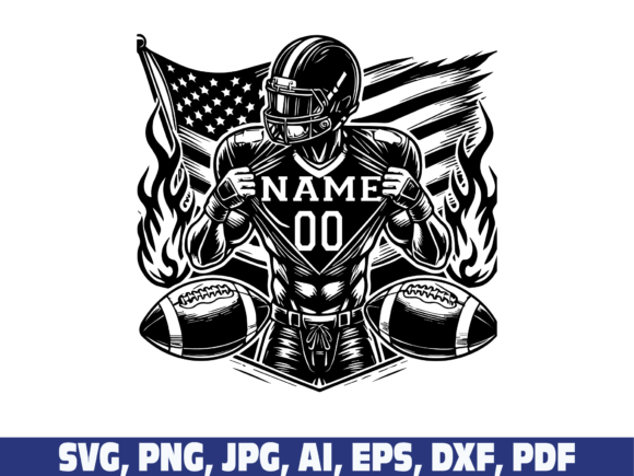 Football Player Flag Graphics for Brand Crafts