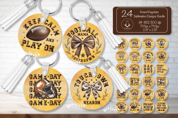 Football Round Keychain: Sport PNG Graphics for Crafts