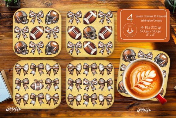 Football Square Coaster Graphics Crafts
