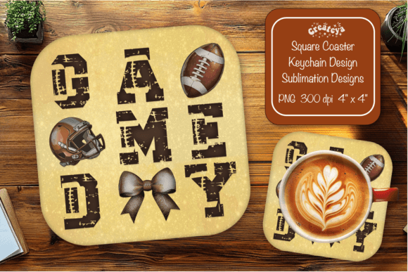 Football Square Coaster Graphics for Crafts & Game Day